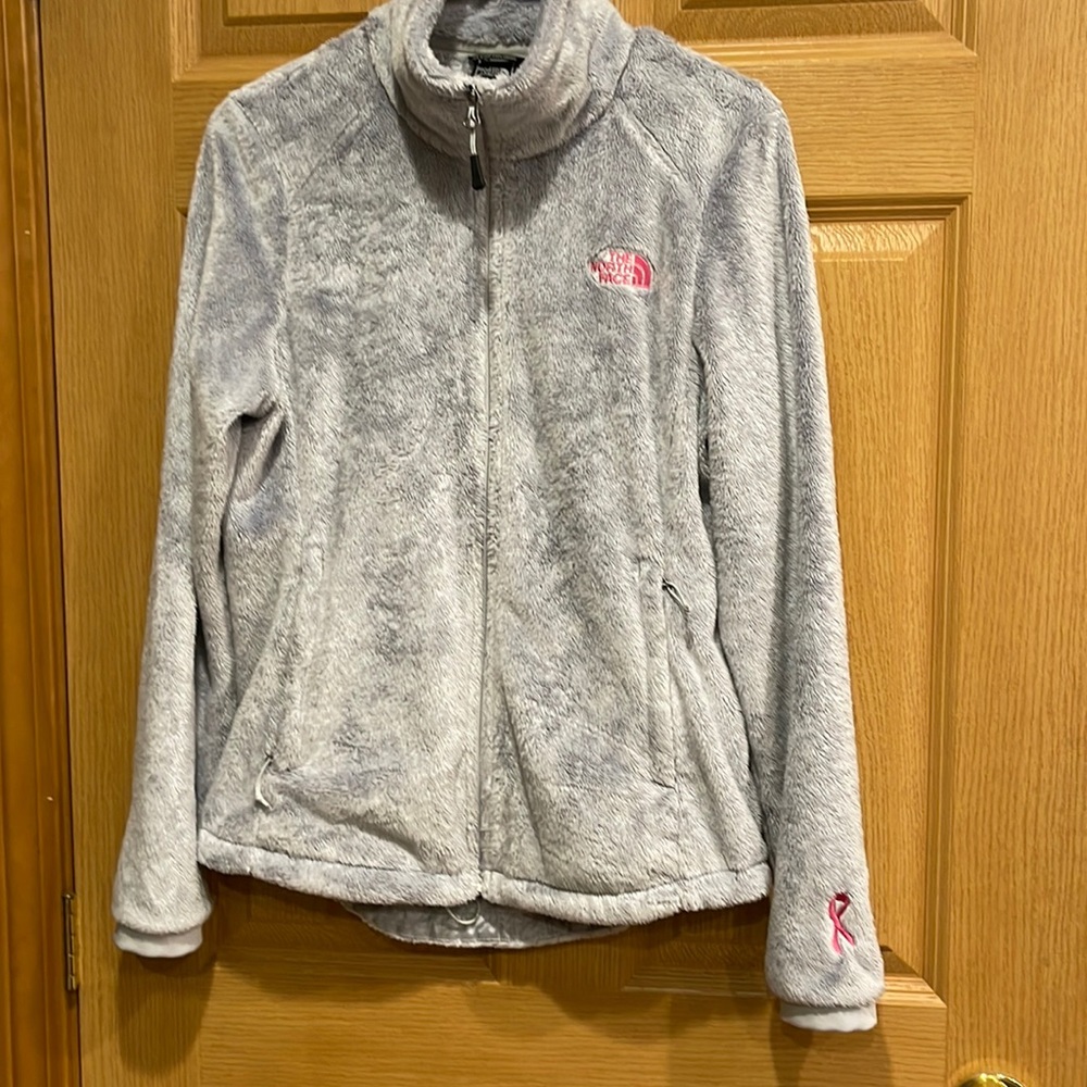 Women’s The North Face fuzzy jacket Breast cancer support
